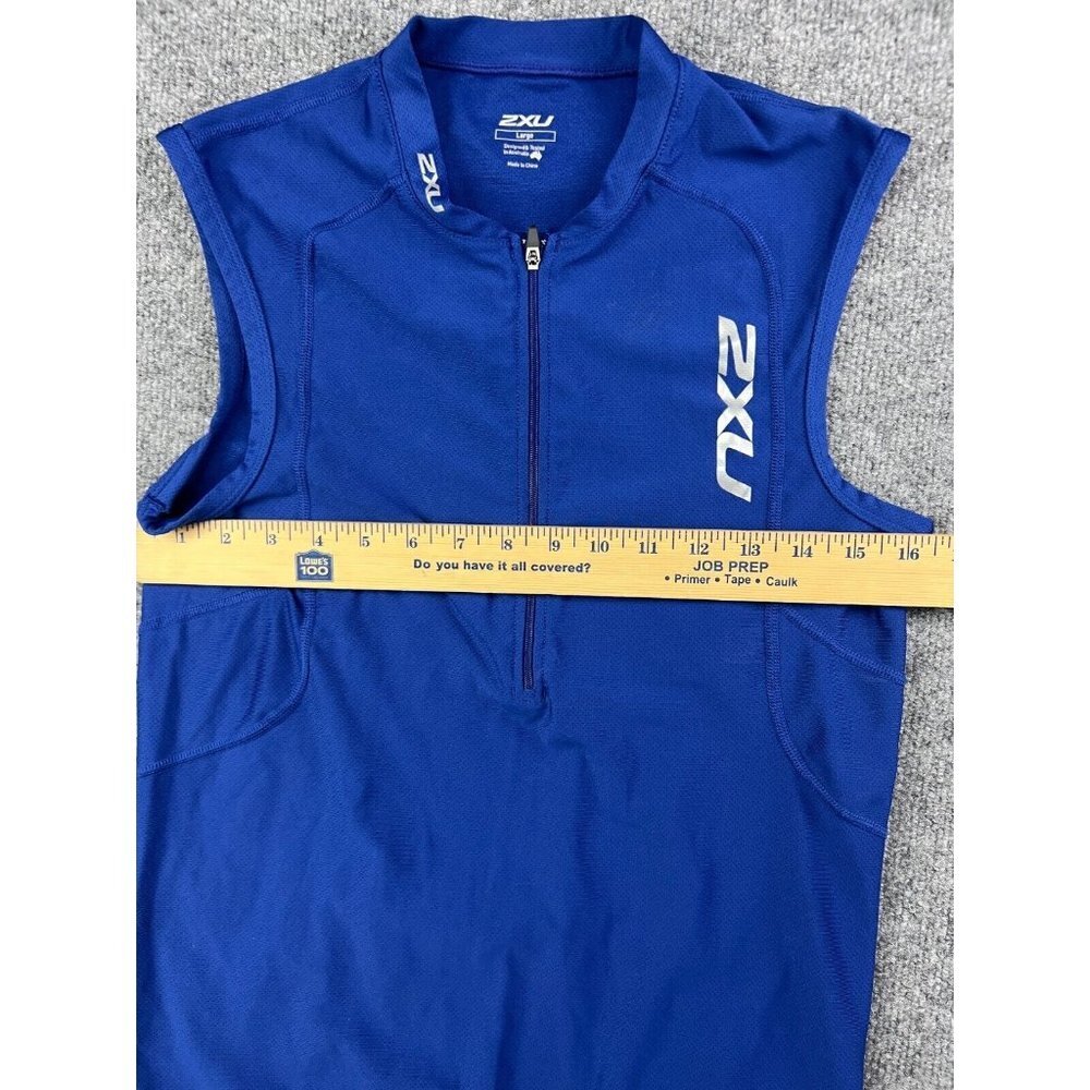 ZXU Shirt Women's Large Blue 1/2 Zip Cycling Sleeveless Rear Pocket - Picture 3 of 6